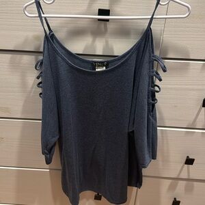 Venus blue 3/4 length cold shoulder shirt size L
